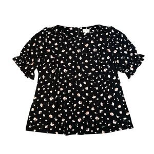 Melloday Puff Sleeve Floral Top Size 2x
